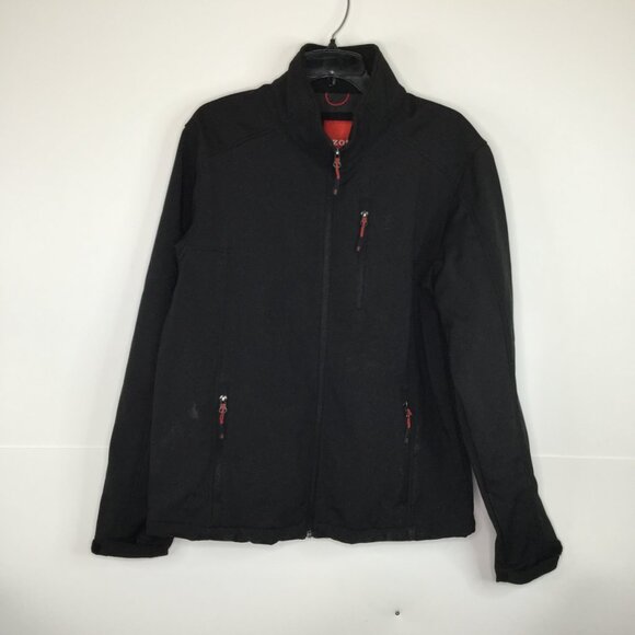 IZOD Medium Black Men’s Jacket – Warm Fleece Lining, Full Zip, Pockets - Picture 1 of 10